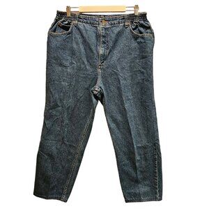 L.L.Bean Jeans Womens 18 Petite Elastic Side Waist Logo Mom Jeans 100% Cotton